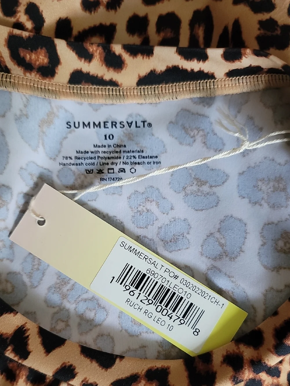 SZ 10 M SUMMERSALT Sunny Day Rash Guard High Leg Mid Rise Bikini Bottom Leopard - Picture 10 of 14